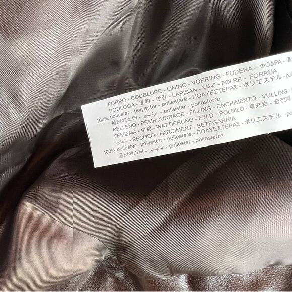 Zara Blogger Chocolate Brown Faux Leather Puffer Jacket. - Picture 7 of 10